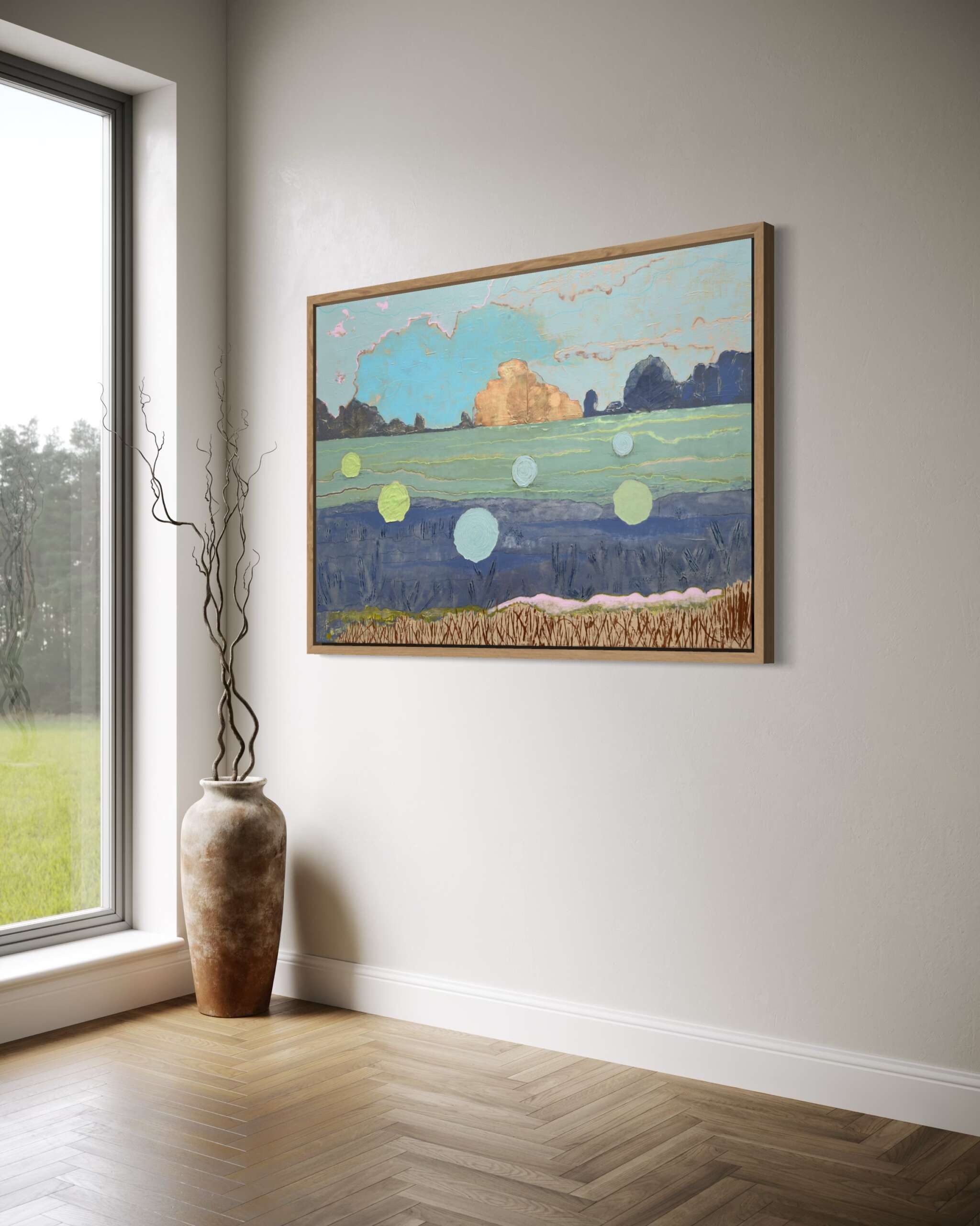 Blaues Teufelsmoor, im Raum, seitlich, Kunstwerk von Kristin Gezorreck