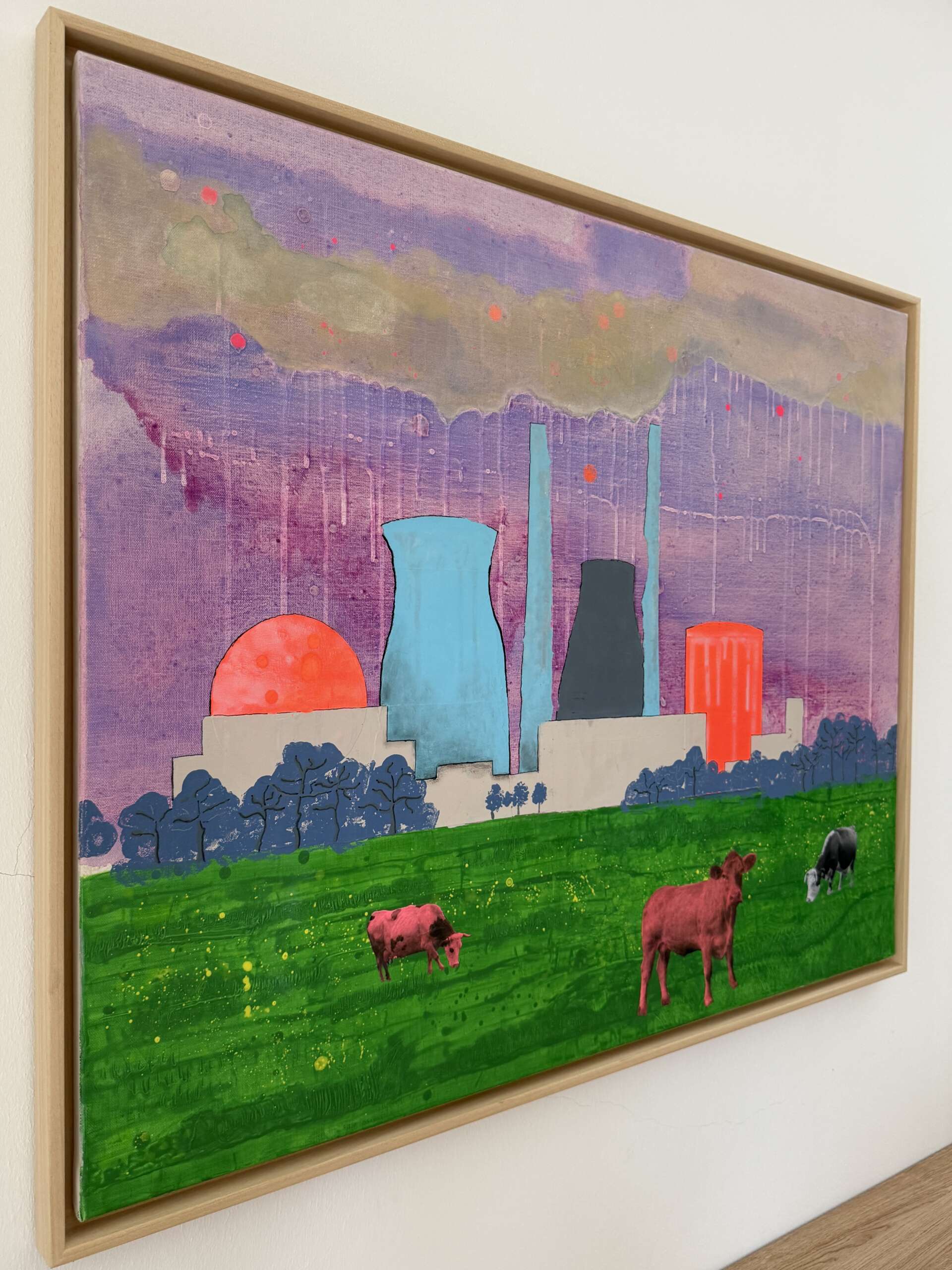 Landschaft mit Kühen, Seitenansicht, Kunstwerk von Kristin Gezorreck